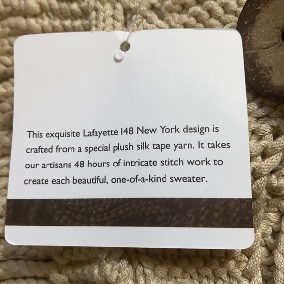 NWT Lafayette 148 hand knit silk cropped open sweater - Picture 4 of 7